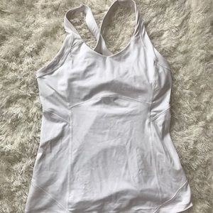 White lululemon athletic tank with built in bra